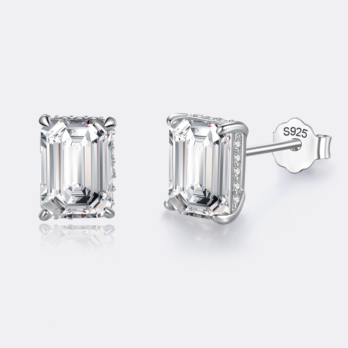 Bella Stud Earrings Luxury 2Ct Moissanite Diamond Emerald Cut