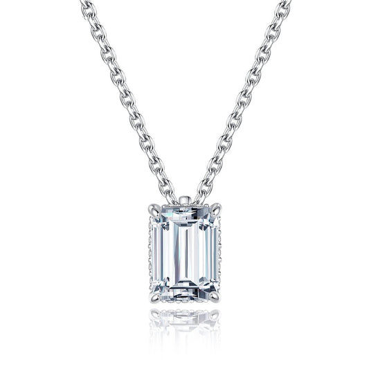 Bella Moissanite Diamond Pendant Emerald Cut 1Ct Necklaces