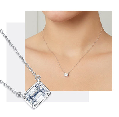 Bella Moissanite Diamond 1CT Emerald Cut Pendant Necklaces