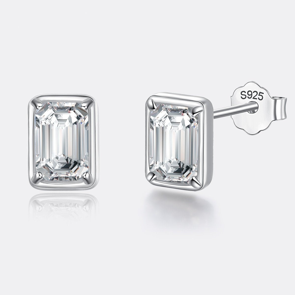 Bella Emerald Cut Moissanite Diamond 1.2CT Earrings Classic