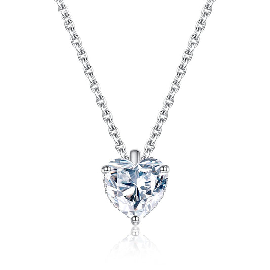 Bella Delicate Sparkling Heart Moissanite Diamond Pendant Necklace