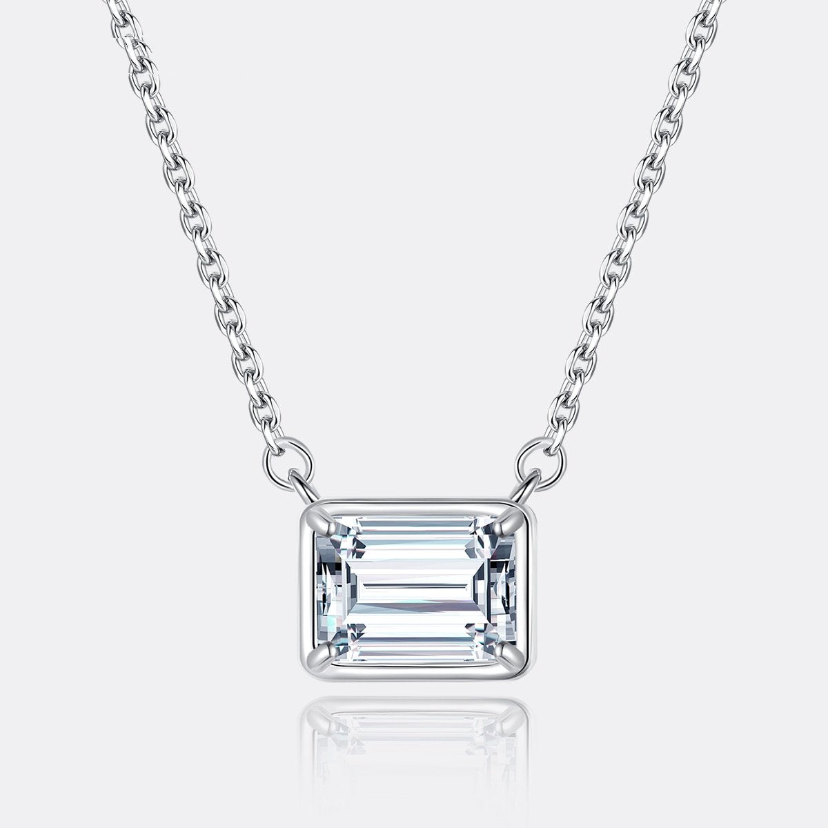 Bella Moissanite Diamond 1CT Emerald Cut Pendant Necklaces