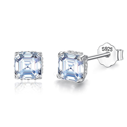 Bella Asscher Cut 1CT Moissanite Diamond Earrings