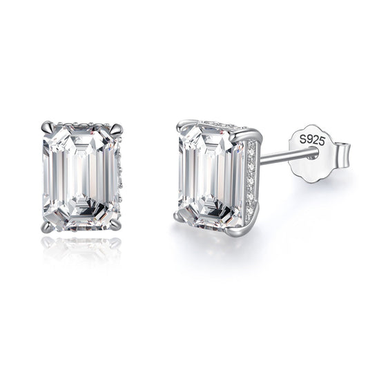Bella Stud Earrings Luxury 2Ct Moissanite Diamond Emerald Cut