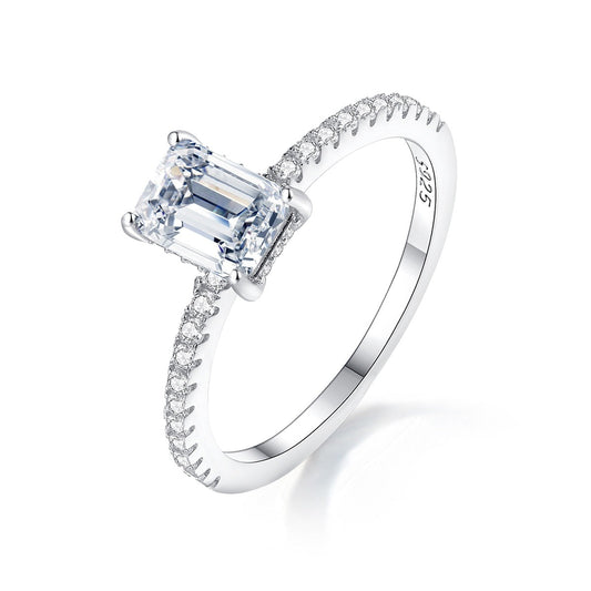 Bella 1CT Moissanite Diamond Ring Eternity Emerald Cut Luxury
